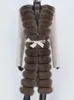 Women's Down Parkas Real Fur Coat Winter Jacka Women Natural Collar Cashmere Wool Blandar Långt yttre Bältesgata för gata 231120