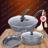 Pans Kitchen Stone Non-Stick Pan Full Set Pot Wok And Soup Induction Cooker Special Use