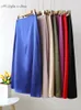 Skirts Summer Womens Satin Skirt Elegant Purple A Line Shiny High Waist Midlength Red Office Long for Womans 231118
