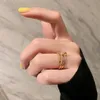 Band Rings Corea Fashion Jewelry رائعة 14K Gold Plated AAA Zircon Ring Elegant Women’s Open Wedding Gift 231118