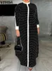 プラスサイズのドレス5xl vonda夏2023年ボヘミアンポルカドットマキシドレス女性長袖パッチワークサテンvestido o-neckパーチワークローブ