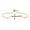 Bracelets à maillons en cuivre pour femmes, 1 pièce, couleur or, croix en émail mélangé, beau cadeau