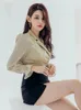 ワークドレス韓国ファッション春秋セクシー2ピース衣装女性フォーマル通勤長いスリーブトップシャツブラウスブラックショートミニスカート