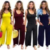 Casual vrouwen Designer Jumpsuit Solid Color Wide Been lange broek met zakken sexy mouwloze rompers nachtkleding plus maat 3xl