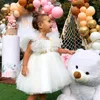 Meisjesjurken 12m baby witte doop doop jurk meisje ruches mouw verjaardag prinses tutu jurk bloemen meisje bruiloft feestjurk 1e communie doek 230419