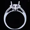 Cluster Rings Sterling Silver 925 Engagement Semi-Mount Pave äkta naturliga diamantkvinnor smycken bröllop fin ring inställning 10x6mm päronklippning