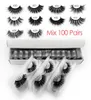 Hela ögonfransarna 20304050100 Par 3D Mink Lashs Natural Mink Eyelashes Makeup Cilios Dramatic False in Bulk1449817