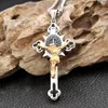 Pendentif Colliers Hommes Acier inoxydable Religieux Jésus Collier Mode Vintage Croix Amulette Bijoux Cadeaux Drop