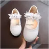 Sneakers Kids Girls Pearl Crystal Princess Shoes Wedding Dress Non Slip Pu Leather Flat Dance for Children 230322 Drop Delivery Baby DH2JE