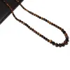 Choker Natural Stone Beaded Necklace For Men Women 6/8/10/12mm Tiger Eyesobsidian Rock Beads Rostfritt stål Hook Smyckesgåvor