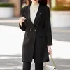 Women's Two Piece Pants Korean High-quality Spring Formal Ladies Women With Sets Work Wear Office Uniform Long Blazer Jacket Trench Coat