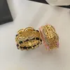 Nooit vervagen Merk Letter Ring Leer Verguld Messing Koper Open Band Ringen Modeontwerper Luxe Kristal Parel Ring voor Dames Bruiloft Sieraden Geschenken Eén maat 7