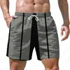 Herr shorts sommar randig sömnad 3D tryckt etnisk stil retro mode trend