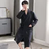 Men's Sleepwear 2024 Pajamas Autumn Winter Thickened Air Cotton Sandwich Bathrobe Spring Pure Thin Integrated Homewear