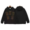 Tasarımcı Giyim Hoodies Moda Tişörtü Rhude High Street Casual Mektup Nakış Gevşek Hoodie Erkek Kadın Sonbahar kış Pamuklu Kazak Süveter Ceket