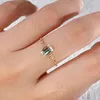 Cluster Rings 10K Yellow Gold Women Ring Resizable Moissanite Diamonds 1 2 3 45 Ct Rectangle Emerald Wedding Party Engagement Anniversary