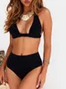 Yüzme Giyim 2023 Seksi Yüksek Bel Dot Baskı Bikini Mayo Kadınlar Yular Bikini Set Seti Kadın Biquini Beach Wear Bathing Suit AA230419