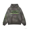 Erkek Tasarımcı Hoodies Hell Star Hoodie Moda Erkekler Sweatshirt Street Giyim Trend Marka Cehennem Yıldız Yeşil Baskı Çamur Yıkama Suyu Gevşek Gevşek Hoodie Sweater 668