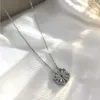 Hot Sale Stainless Steel Inlaid Zircon Collapsibl Necklace Magnetic Heart Shaped Four Leaf Clover Pendant Necklace