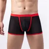 Caleçons Boxers pour hommes Sous-vêtements respirants en résille Sexy Shorts en maille transparente Slips Gay Pouch Panties Swim