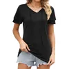 Femmes TShirt Mode Double Couche Pétale Manches Lâche V Cou Splice Bande Pull T-shirts Femme D'été Urbain Casual Top 230419