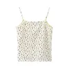 Camisoles Tanks PUWD Slim Girls Sweet Floral Print Camis Summer Fashion Ladies Vintage Cute Tops Chic Women Party Stylish Top 230420