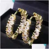 Hoop & Huggie High-Quality Sier Gold Earrings Women Wedding Party Hoop Earring Versatile Luxury Cubic Zirconia Jewelry Drop Dhgarden Ot7Sg