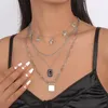 Choker Rhinestone Alloy Star ClaVicle Chain Lock Pendant Halsband för kvinnor i lager Halsband 2023 Fashion Jewelry Geometric