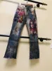 Jeans Femme Impression Denim Pantalon Peint Bronzant Femme 2023 Printemps Automne Femmes Flare Ins Mode Gland Femme