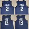 Equipe Paul George Basketball Jersey 13 Man Kawhi Leonard 2 cores Preto Azul Marinho Branco Cinza Cidade Ganhou Associação Puro Algodão Respirável Ícone Tudo Costurado Bom