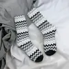 Men's Socks Novelty Mens Grey And White Lines Dress Unisex Warm Comfortable 3D Printing Geometric Wave Art Crew