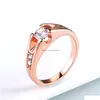 Anneaux de bande Double juste 0,5 anneaux de mariage en zircon cubique pour femmes or rose / couleur argent bijoux de fiançailles livraison directe Je Dhgarden Otyb2