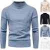 Camisolas masculinas outono e inverno moda cor sólida gola longa em torno do pescoço macio fino ajuste superior camisa inferior blusa jumpers