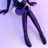 Kadın çorap artı boyutu sahte lateks botlar seksi ıslaklık pu deri uyluk yüksek çoraplar yağ parıltılı kutup kıyısımı cosplay hosiery