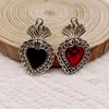 Charms 4pcs Large Enamel Milagro Ex Voto Heart Sacred Religious DIY Christian Necklace Earring Jewelry Accessories