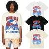 Designer Fashion Clothing Tees Hip hop TShirts 2023ss High Street Leisure Trend Brand Rhude Windsurf Sail Surf Print Men's Women's Leisure T-shirt Loose Streetwear