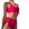 Badebekleidung Damen Badeanzug 2023 Neueste Beliebte Neue Einfarbig U-Ausschnitt Krawatte Taille Hohe Bikini Modische Strand Kleidung Bademode Weiblich AA230419