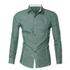 Męskie koszule męskie zielone koszula Patchwork Sukienka towarzyska Koszula jesienna wiosna Solidna długie rękawie Slim Fit Mężczyzna Office Casual Button Shirt 230420