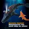 ElectricRC Animals 24G Remote Control Dinosaur For Kids Mosasaurus Diving Toys Rc Boat With Light Spray Water Swimming Pool Bathroom Bath 230419