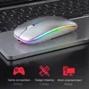 Myszy Nowa bezprzewodowa myszy RGB ładowalne myszy Bluetooth Bezprzewodowe komputer Komputer Komputer Musa LED Ergonomic Gaming Mouse na laptop PC