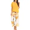 Dames nachtkleding Dames tweedelige casual pyjama Tops met korte mouwen en lange printbroeken Loungewear Stretchpak Juniors