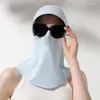 Geniş Memlu Şapkalar Moda Kadınlar Güneş Şapk Anti-uv Balaclava Cap Nefes Alabaş İçi Boş Yüz Kapak Şaptan Dış Mekan Bisiklet 7cm Horsetail