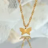 Naszyjniki wisiorek ze stali nierdzewnej łańcuch motyla motyla kobiet wodoodporne biżuteria modna metal 18 K planety kołnierz złota konsystencja prezent