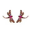 Luxury Big Dragonfly Studs Earrings Women Personalized Exaggerated Insect Metal Rhinestone Animal Design Stud Earring Gifts Fashion Jewelry Accessories