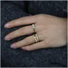 Bröllopsringar Promotion Gold Color Women Finger Jewelry US Size 5 6 7 8 Bezel Set Round White Fire Opal Stone Rings2704 Drop Delivery Dhaqm