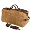 Duffel Bags Evening American Military Style använde tjock oljevaxduk en axelhandväska solid hantverk utomhussportsrese 221017