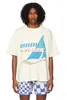 Diseñador de ropa de moda Camisetas Camisetas de hip hop Rhude Trend Brand Summer Sailing Vtg Summer Men's Loose Media manga de algodón de manga corta Camiseta de pareja Streetwear