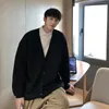 Men's Sweaters Men Cardigan Autumn Male Outwear Mens V-neck Argyle Japanese Trendy All-match Casual Oversized Loose Sweater