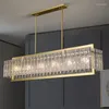 Lampadari Design Lampadario rettangolare per soggiorno Ristorante Apparecchio di illuminazione per interni in vetro Decorazioni per la casa Lampada in oro spazzolato a led