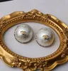 Simple 18K Gold Plated Earrings Luxury Designers Letters Stud Geometric Famous Women Crystal Rhinestone Pearl Earring Wedding Party Jewerlry